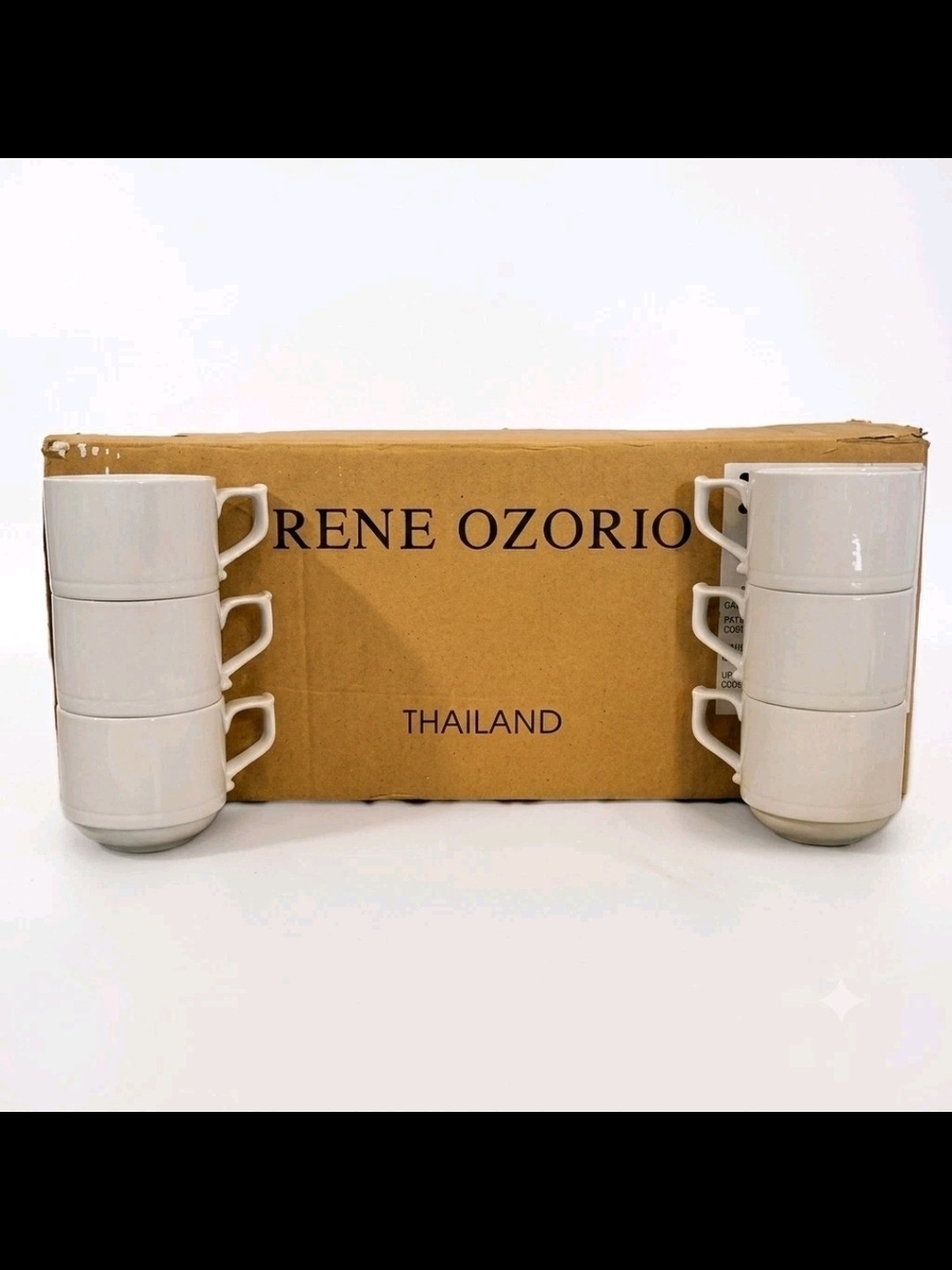New Set of 6 Stackable Rene Orzorio Porcelain Coffee Cups Concerto Sealed NIB